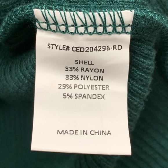 Melloday ribbed sweater knit dress, mock neck, puff, green, size XL - Picture 6 of 6